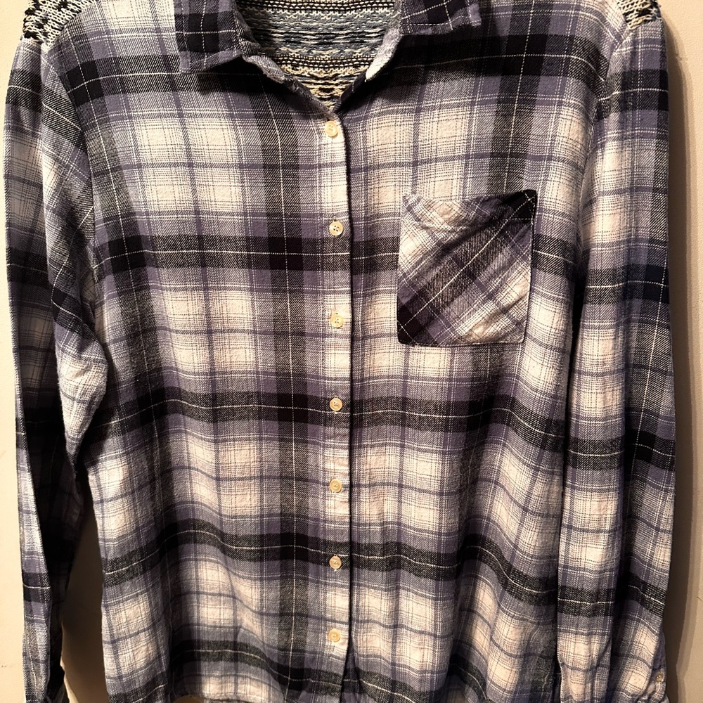 Ladies Indigo Rose Plaid Flannel Size Medium